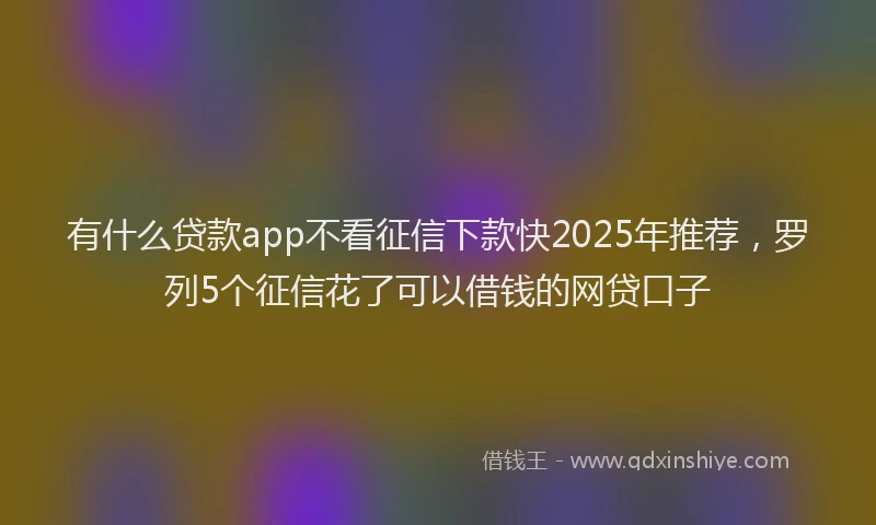 有什么贷款app不看征信下款快2025年推荐，罗列5个征信花了可以借钱的网贷口子