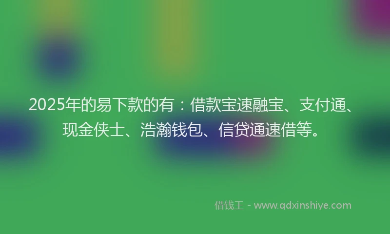 2025年的易下款的有：借款宝速融宝、支付通、现金侠士、浩瀚钱包、信贷通速借等。