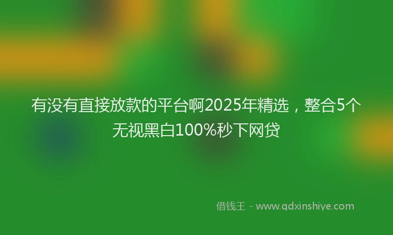 有没有直接放款的平台啊2025年精选，整合5个无视黑白100%秒下网贷
