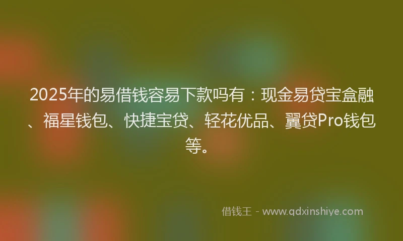 2025年的易借钱容易下款吗有：现金易贷宝盒融、福星钱包、快捷宝贷、轻花优品、翼贷Pro钱包等。