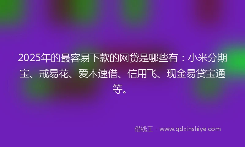 2025年的最容易下款的网贷是哪些有：小米分期宝、戒易花、爱木速借、信用飞、现金易贷宝通等。