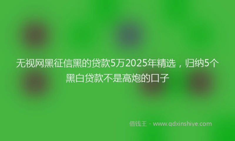 无视网黑征信黑的贷款5万2025年精选，归纳5个黑白贷款不是高炮的口子