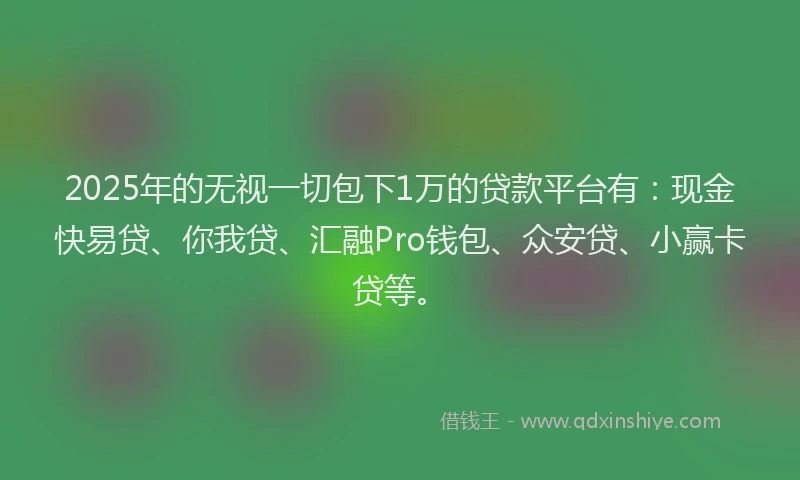 2025年的无视一切包下1万的贷款平台有：现金快易贷、你我贷、汇融Pro钱包、众安贷、小赢卡贷等。