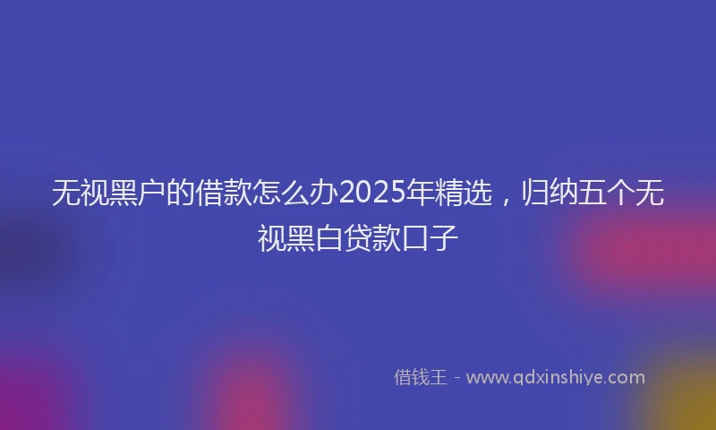 无视黑户的借款怎么办2025年精选，归纳五个无视黑白贷款口子