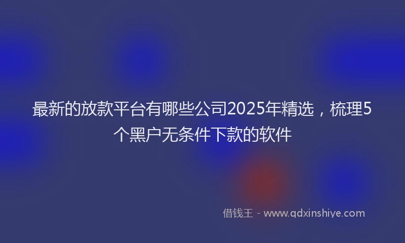 最新的放款平台有哪些公司2025年精选，梳理5个黑户无条件下款的软件