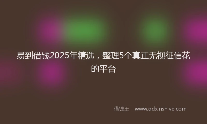 易到借钱2025年精选，整理5个真正无视征信花的平台