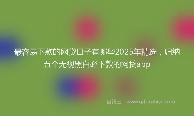 最容易下款的网贷口子有哪些2025年精选，归纳五个无视黑白必下款的网贷app