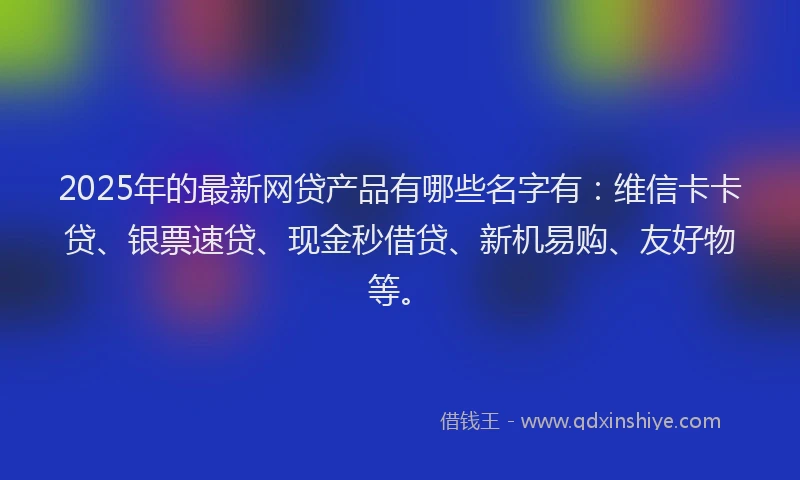 2025年的最新网贷产品有哪些名字有：维信卡卡贷、银票速贷、现金秒借贷、新机易购、友好物等。