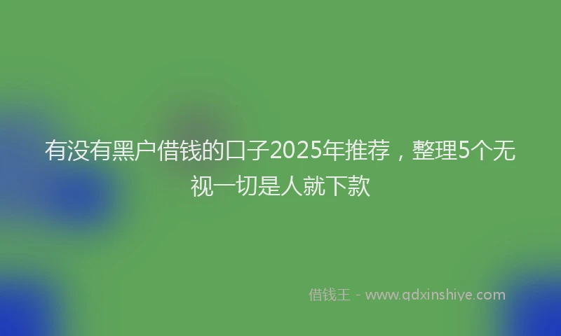 有没有黑户借钱的口子2025年推荐，整理5个无视一切是人就下款