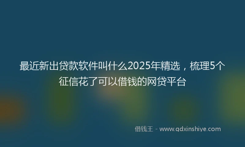 最近新出贷款软件叫什么2025年精选，梳理5个征信花了可以借钱的网贷平台