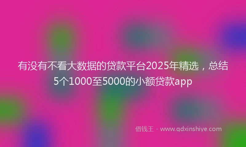 有没有不看大数据的贷款平台2025年精选，总结5个1000至5000的小额贷款app