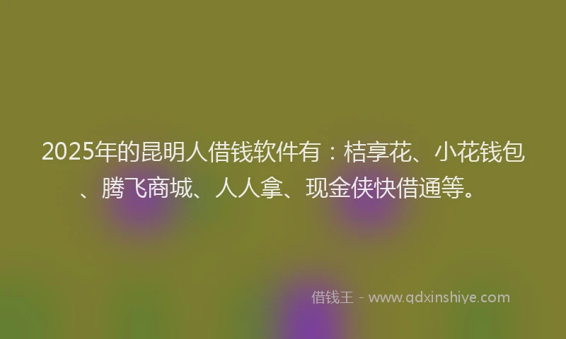 2025年的昆明人借钱软件有：桔享花、小花钱包、腾飞商城、人人拿、现金侠快借通等。