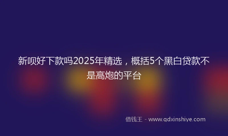 新呗好下款吗2025年精选，概括5个黑白贷款不是高炮的平台