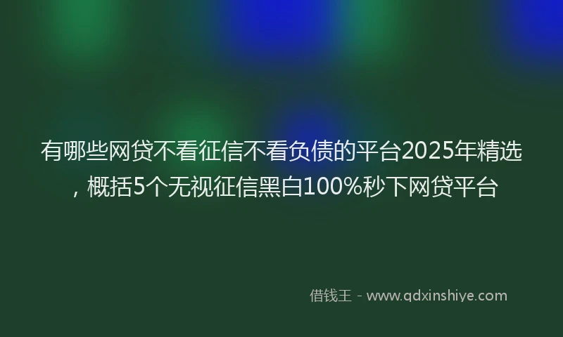 有哪些网贷不看征信不看负债的平台2025年精选，概括5个无视征信黑白100%秒下网贷平台