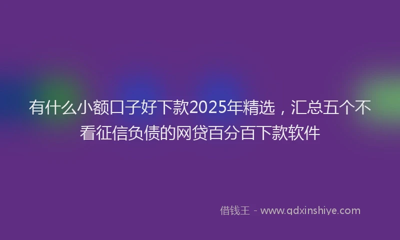 有什么小额口子好下款2025年精选，汇总五个不看征信负债的网贷百分百下款软件