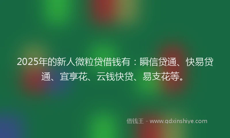2025年的新人微粒贷借钱有：瞬信贷通、快易贷通、宜享花、云钱快贷、易支花等。