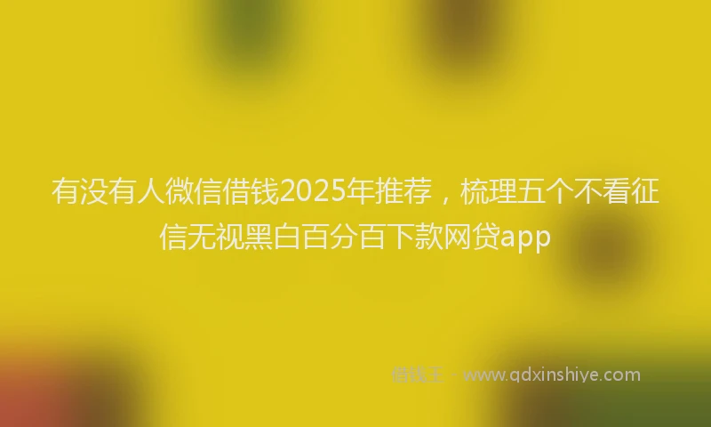 有没有人微信借钱2025年推荐，梳理五个不看征信无视黑白百分百下款网贷app