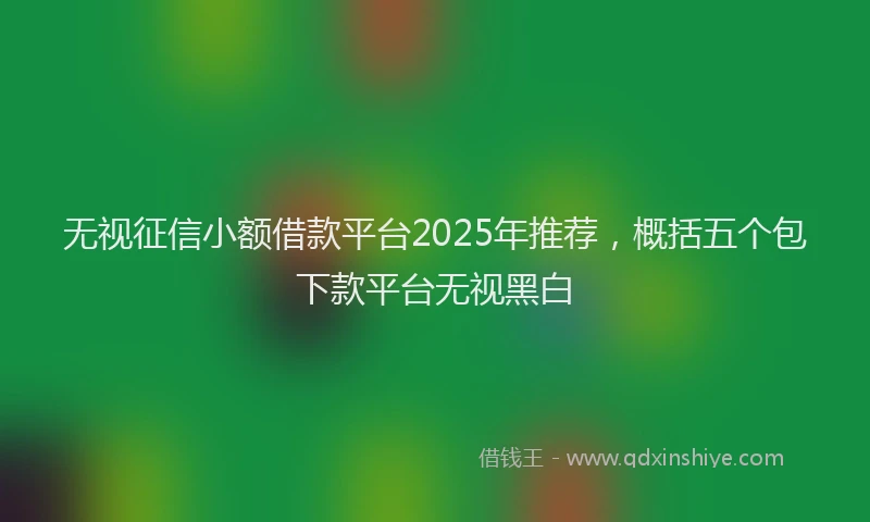 无视征信小额借款平台2025年推荐，概括五个包下款平台无视黑白