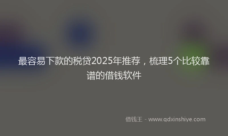 最容易下款的税贷2025年推荐，梳理5个比较靠谱的借钱软件