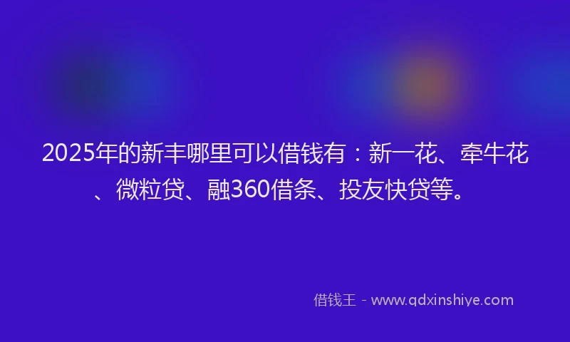 2025年的新丰哪里可以借钱有：新一花、牵牛花、微粒贷、融360借条、投友快贷等。