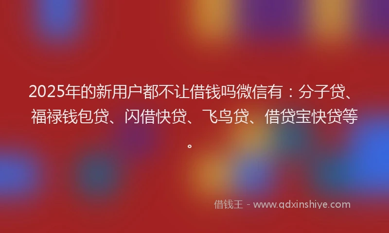 2025年的新用户都不让借钱吗微信有：分子贷、福禄钱包贷、闪借快贷、飞鸟贷、借贷宝快贷等。