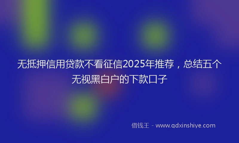 无抵押信用贷款不看征信2025年推荐，总结五个无视黑白户的下款口子