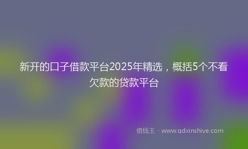 新开的口子借款平台2025年精选，概括5个不看欠款的贷款平台