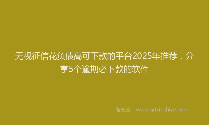 无视征信花负债高可下款的平台2025年推荐，分享5个逾期必下款的软件