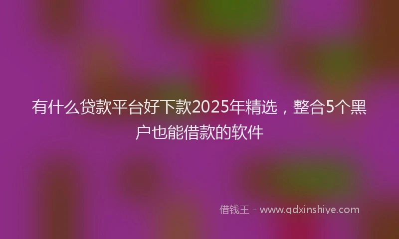 有什么贷款平台好下款2025年精选，整合5个黑户也能借款的软件