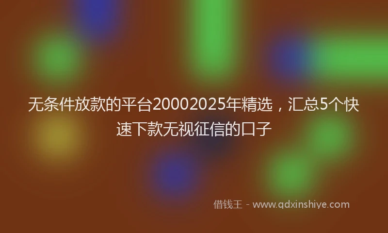 无条件放款的平台20002025年精选，汇总5个快速下款无视征信的口子