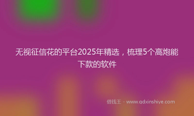 无视征信花的平台2025年精选，梳理5个高炮能下款的软件