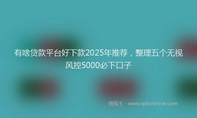 有啥贷款平台好下款2025年推荐，整理五个无视风控5000必下口子
