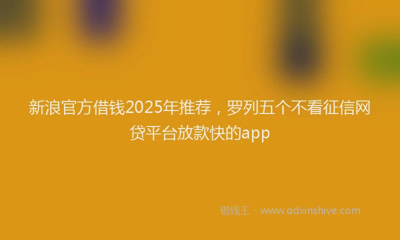 新浪官方借钱2025年推荐，罗列五个不看征信网贷平台放款快的app