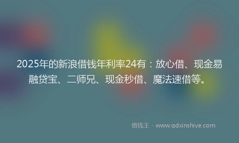 2025年的新浪借钱年利率24有：放心借、现金易融贷宝、二师兄、现金秒借、魔法速借等。