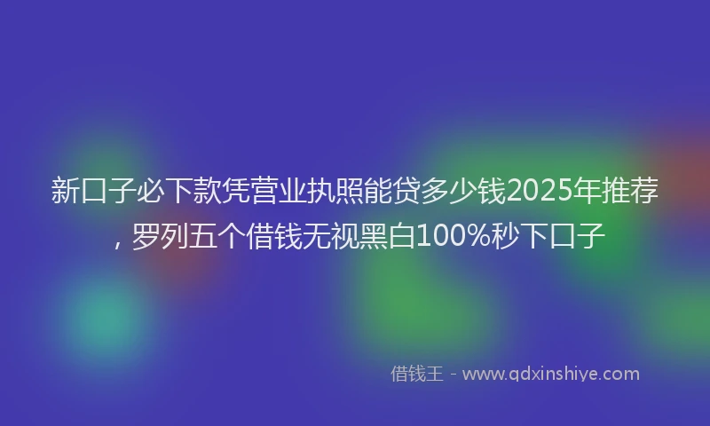新口子必下款凭营业执照能贷多少钱2025年推荐，罗列五个借钱无视黑白100%秒下口子