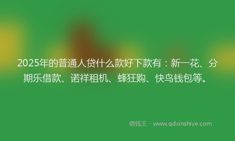 2025年的普通人贷什么款好下款有：新一花、分期乐借款、诺祥租机、蜂狂购、快鸟钱包等。