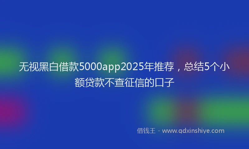 无视黑白借款5000app2025年推荐，总结5个小额贷款不查征信的口子