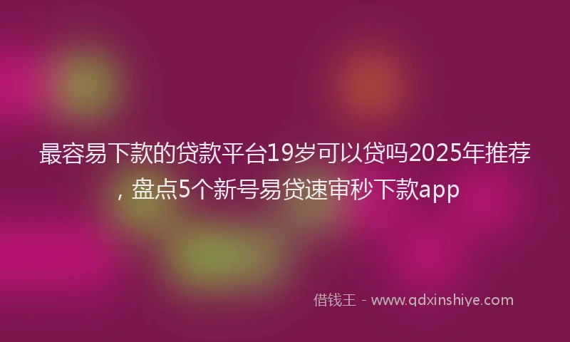最容易下款的贷款平台19岁可以贷吗2025年推荐，盘点5个新号易贷速审秒下款app