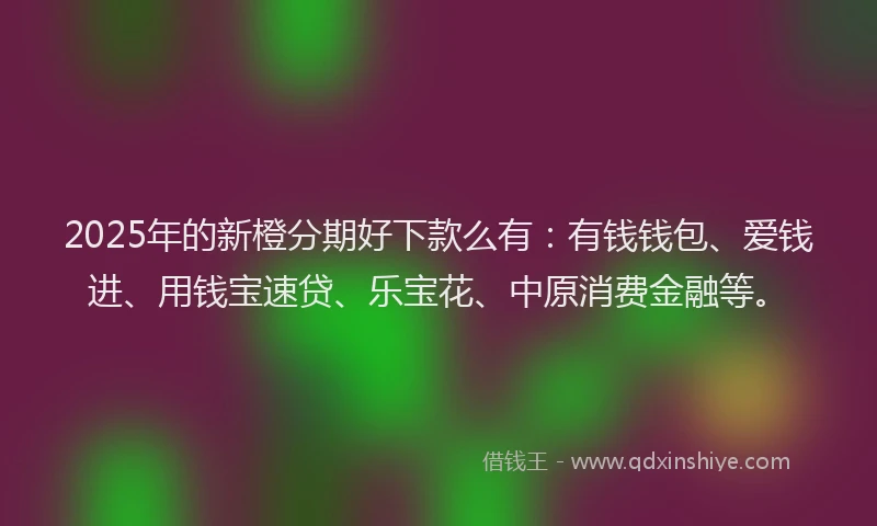 2025年的新橙分期好下款么有：有钱钱包、爱钱进、用钱宝速贷、乐宝花、中原消费金融等。