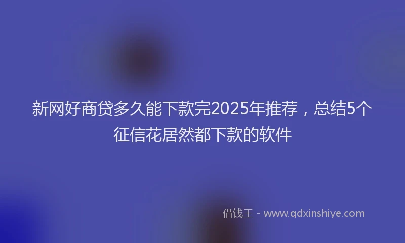 新网好商贷多久能下款完2025年推荐，总结5个征信花居然都下款的软件
