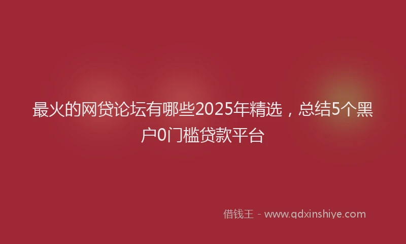 最火的网贷论坛有哪些2025年精选，总结5个黑户0门槛贷款平台