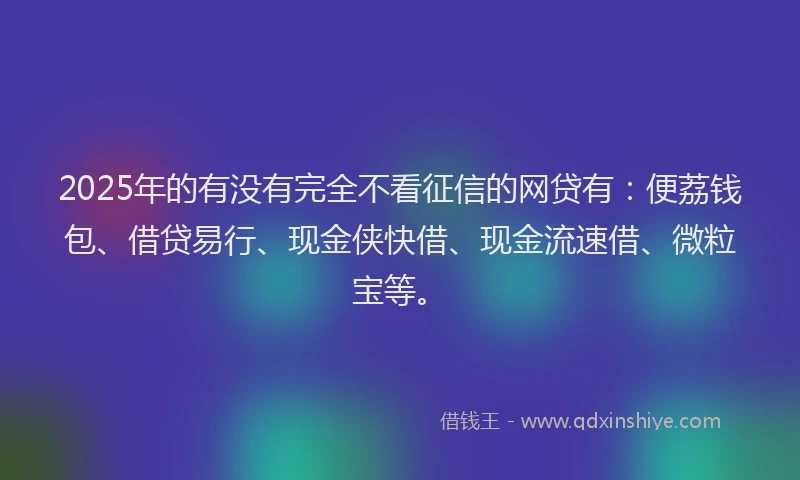 2025年的有没有完全不看征信的网贷有：便荔钱包、借贷易行、现金侠快借、现金流速借、微粒宝等。