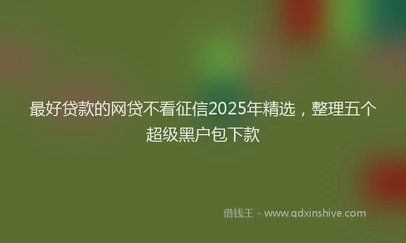 最好贷款的网贷不看征信2025年精选，整理五个超级黑户包下款