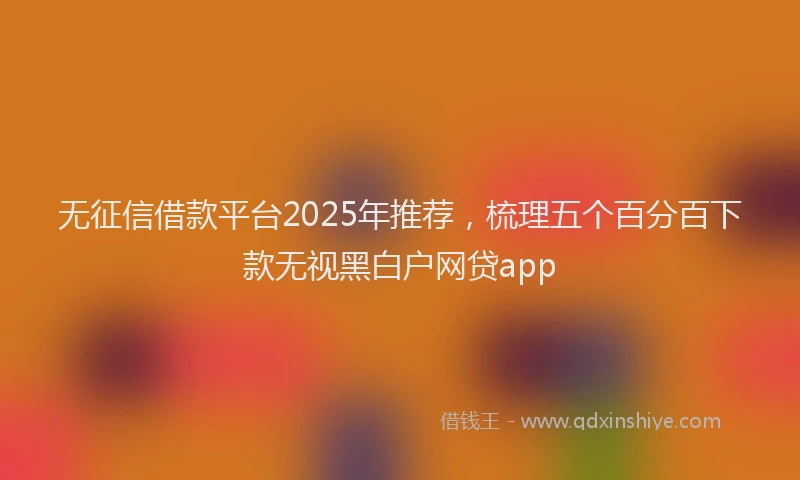 无征信借款平台2025年推荐，梳理五个百分百下款无视黑白户网贷app