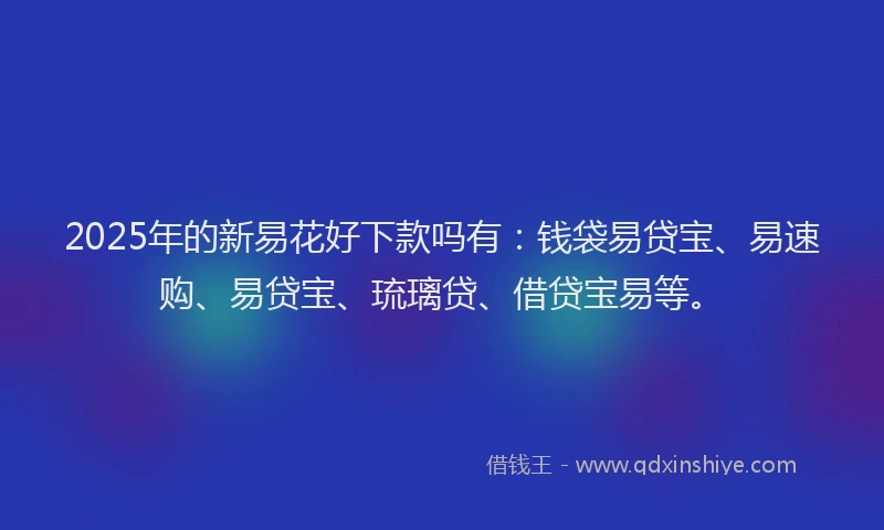 2025年的新易花好下款吗有：钱袋易贷宝、易速购、易贷宝、琉璃贷、借贷宝易等。