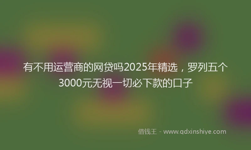 有不用运营商的网贷吗2025年精选，罗列五个3000元无视一切必下款的口子