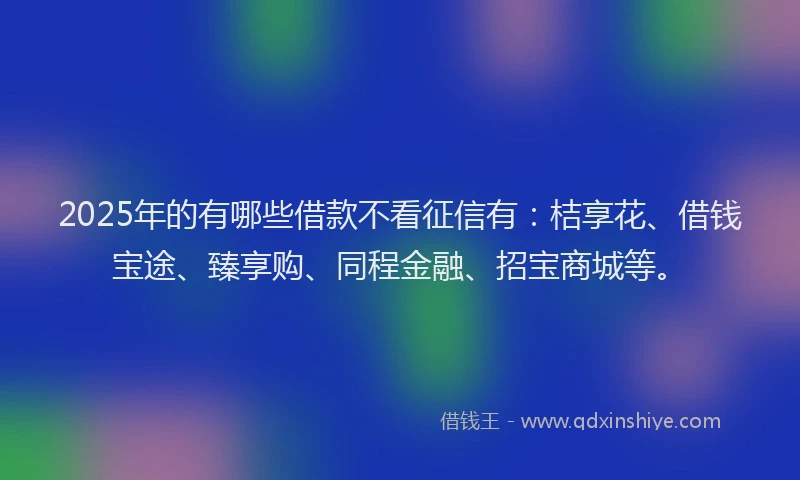 2025年的有哪些借款不看征信有：桔享花、借钱宝途、臻享购、同程金融、招宝商城等。