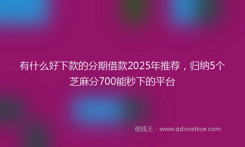有什么好下款的分期借款2025年推荐，归纳5个芝麻分700能秒下的平台