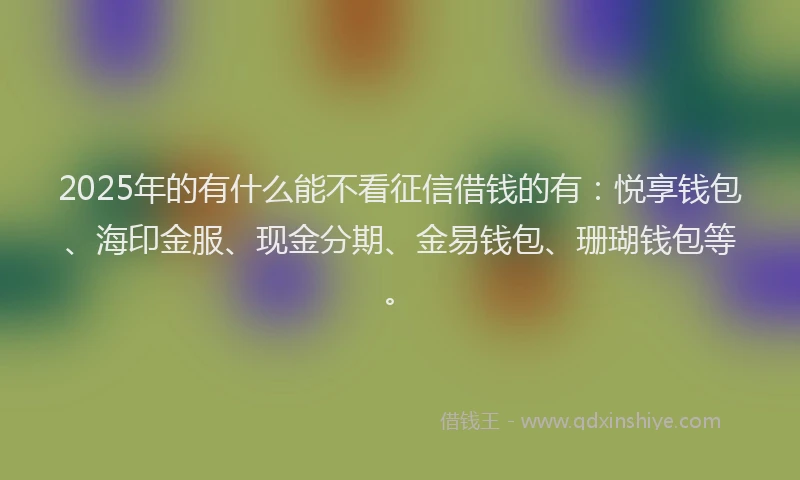 2025年的有什么能不看征信借钱的有：悦享钱包、海印金服、现金分期、金易钱包、珊瑚钱包等。