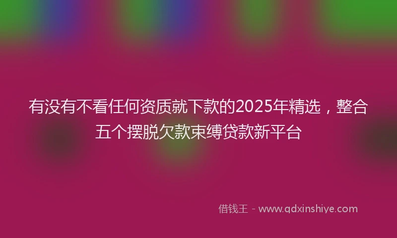 有没有不看任何资质就下款的2025年精选，整合五个摆脱欠款束缚贷款新平台